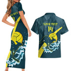Custom Australia Water Polo 2024 Couples Matching Short Sleeve Bodycon Dress and Hawaiian Shirt Aussie Stingers Kangaroo Sporty Version