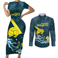 Custom Australia Water Polo 2024 Couples Matching Short Sleeve Bodycon Dress and Long Sleeve Button Shirt Aussie Stingers Kangaroo Sporty Version