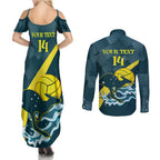 Custom Australia Water Polo 2024 Couples Matching Summer Maxi Dress and Long Sleeve Button Shirt Aussie Stingers Kangaroo Sporty Version