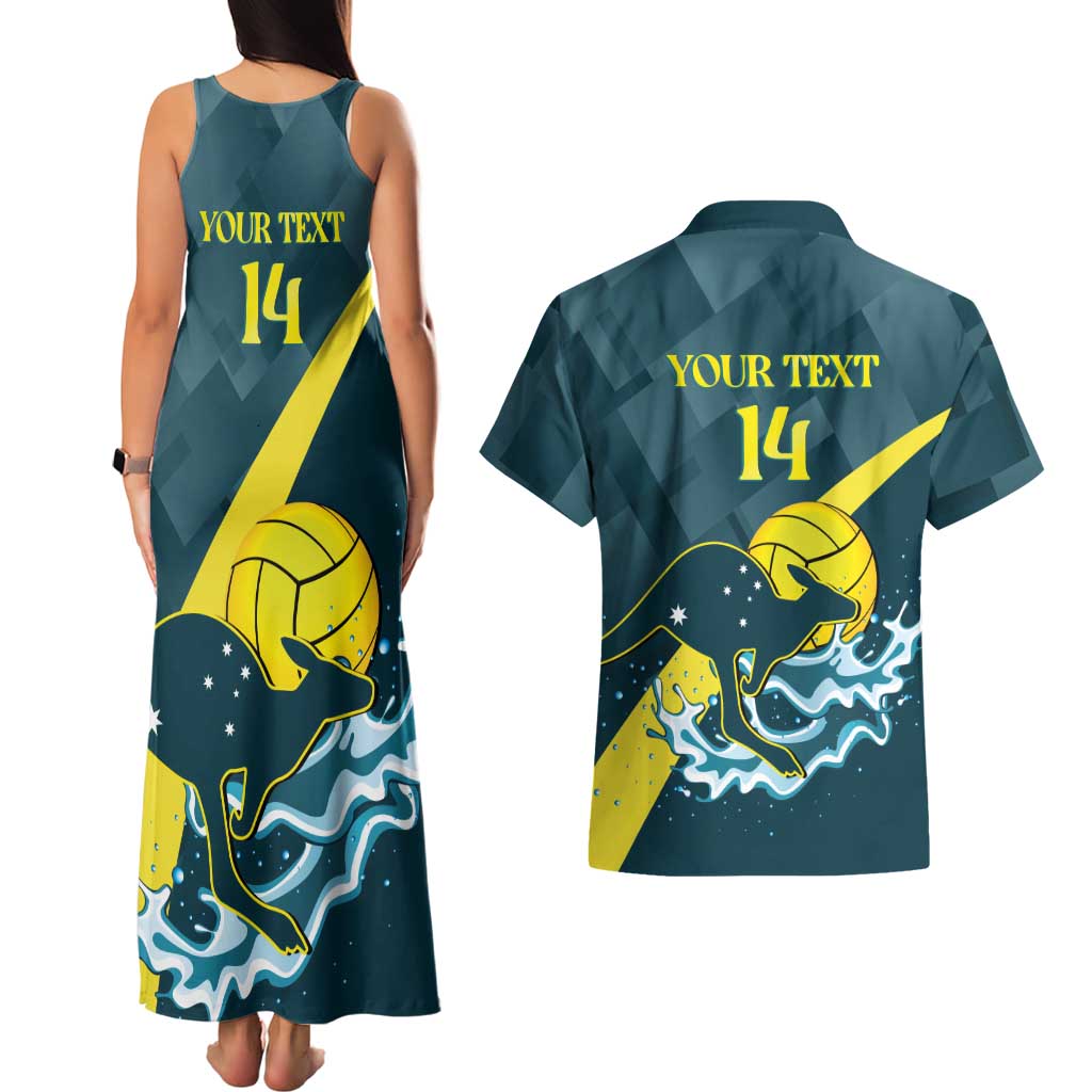 Custom Australia Water Polo 2024 Couples Matching Tank Maxi Dress and Hawaiian Shirt Aussie Stingers Kangaroo Sporty Version
