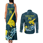 Custom Australia Water Polo 2024 Couples Matching Tank Maxi Dress and Long Sleeve Button Shirt Aussie Stingers Kangaroo Sporty Version