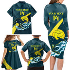 Custom Australia Water Polo 2024 Family Matching Long Sleeve Bodycon Dress and Hawaiian Shirt Aussie Stingers Kangaroo Sporty Version