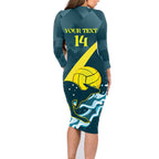 Custom Australia Water Polo 2024 Family Matching Long Sleeve Bodycon Dress and Hawaiian Shirt Aussie Stingers Kangaroo Sporty Version