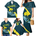 Custom Australia Water Polo 2024 Family Matching Mermaid Dress and Hawaiian Shirt Aussie Stingers Kangaroo Sporty Version