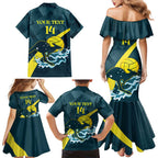 Custom Australia Water Polo 2024 Family Matching Mermaid Dress and Hawaiian Shirt Aussie Stingers Kangaroo Sporty Version