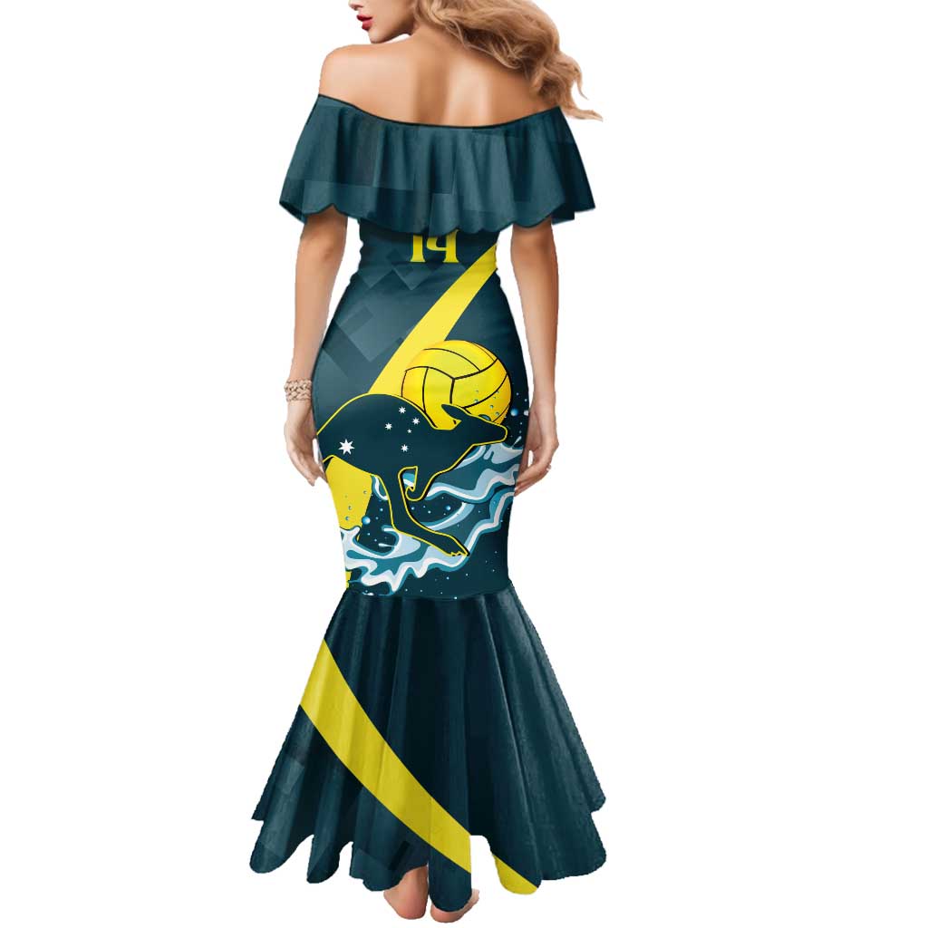 Custom Australia Water Polo 2024 Family Matching Mermaid Dress and Hawaiian Shirt Aussie Stingers Kangaroo Sporty Version