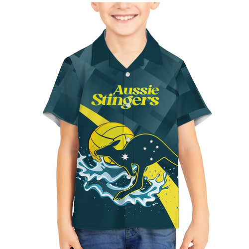 Custom Australia Water Polo 2024 Family Matching Mermaid Dress and Hawaiian Shirt Aussie Stingers Kangaroo Sporty Version