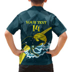 Custom Australia Water Polo 2024 Family Matching Off Shoulder Maxi Dress and Hawaiian Shirt Aussie Stingers Kangaroo Sporty Version