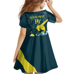Custom Australia Water Polo 2024 Family Matching Off Shoulder Maxi Dress and Hawaiian Shirt Aussie Stingers Kangaroo Sporty Version