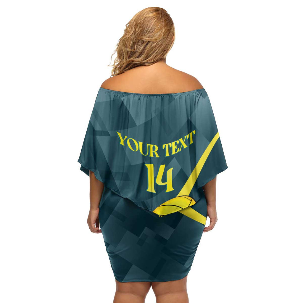 Custom Australia Water Polo 2024 Family Matching Off Shoulder Short Dress and Hawaiian Shirt Aussie Stingers Kangaroo Sporty Version