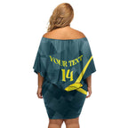Custom Australia Water Polo 2024 Family Matching Off Shoulder Short Dress and Hawaiian Shirt Aussie Stingers Kangaroo Sporty Version