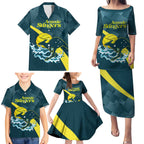 Custom Australia Water Polo 2024 Family Matching Puletasi and Hawaiian Shirt Aussie Stingers Kangaroo Sporty Version