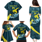 Custom Australia Water Polo 2024 Family Matching Puletasi and Hawaiian Shirt Aussie Stingers Kangaroo Sporty Version