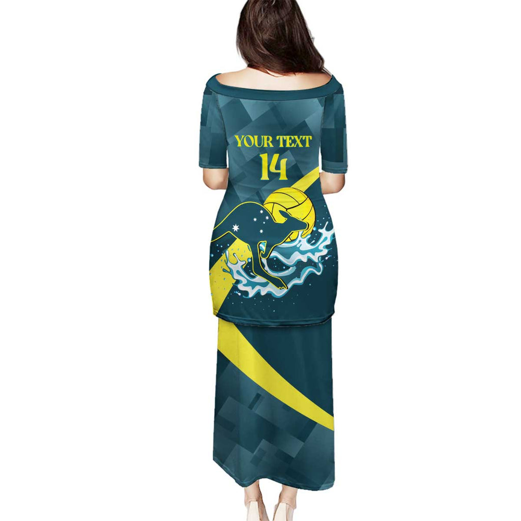 Custom Australia Water Polo 2024 Family Matching Puletasi and Hawaiian Shirt Aussie Stingers Kangaroo Sporty Version