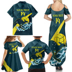 Custom Australia Water Polo 2024 Family Matching Summer Maxi Dress and Hawaiian Shirt Aussie Stingers Kangaroo Sporty Version