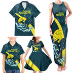 Custom Australia Water Polo 2024 Family Matching Tank Maxi Dress and Hawaiian Shirt Aussie Stingers Kangaroo Sporty Version