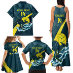 Custom Australia Water Polo 2024 Family Matching Tank Maxi Dress and Hawaiian Shirt Aussie Stingers Kangaroo Sporty Version