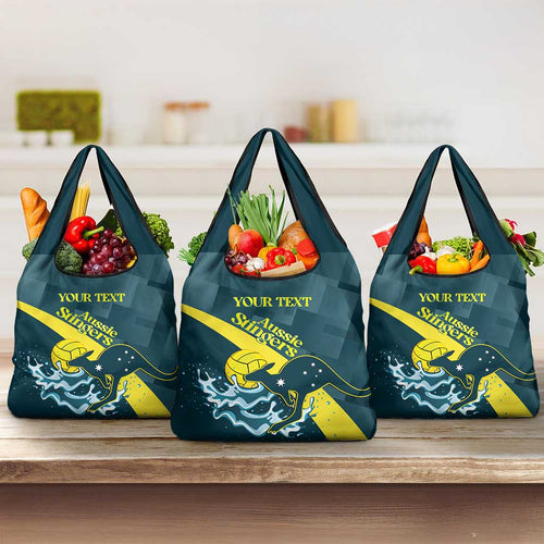 Custom Australia Water Polo 2024 Grocery Bag Aussie Stingers Kangaroo Sporty Version