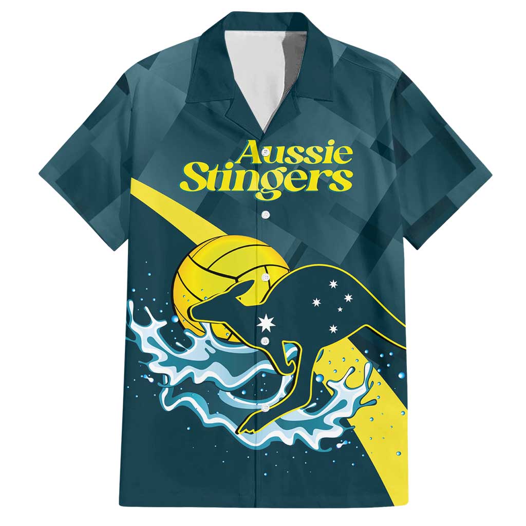 Custom Australia Water Polo 2024 Hawaiian Shirt Aussie Stingers Kangaroo Sporty Version