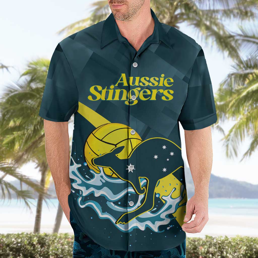 Custom Australia Water Polo 2024 Hawaiian Shirt Aussie Stingers Kangaroo Sporty Version