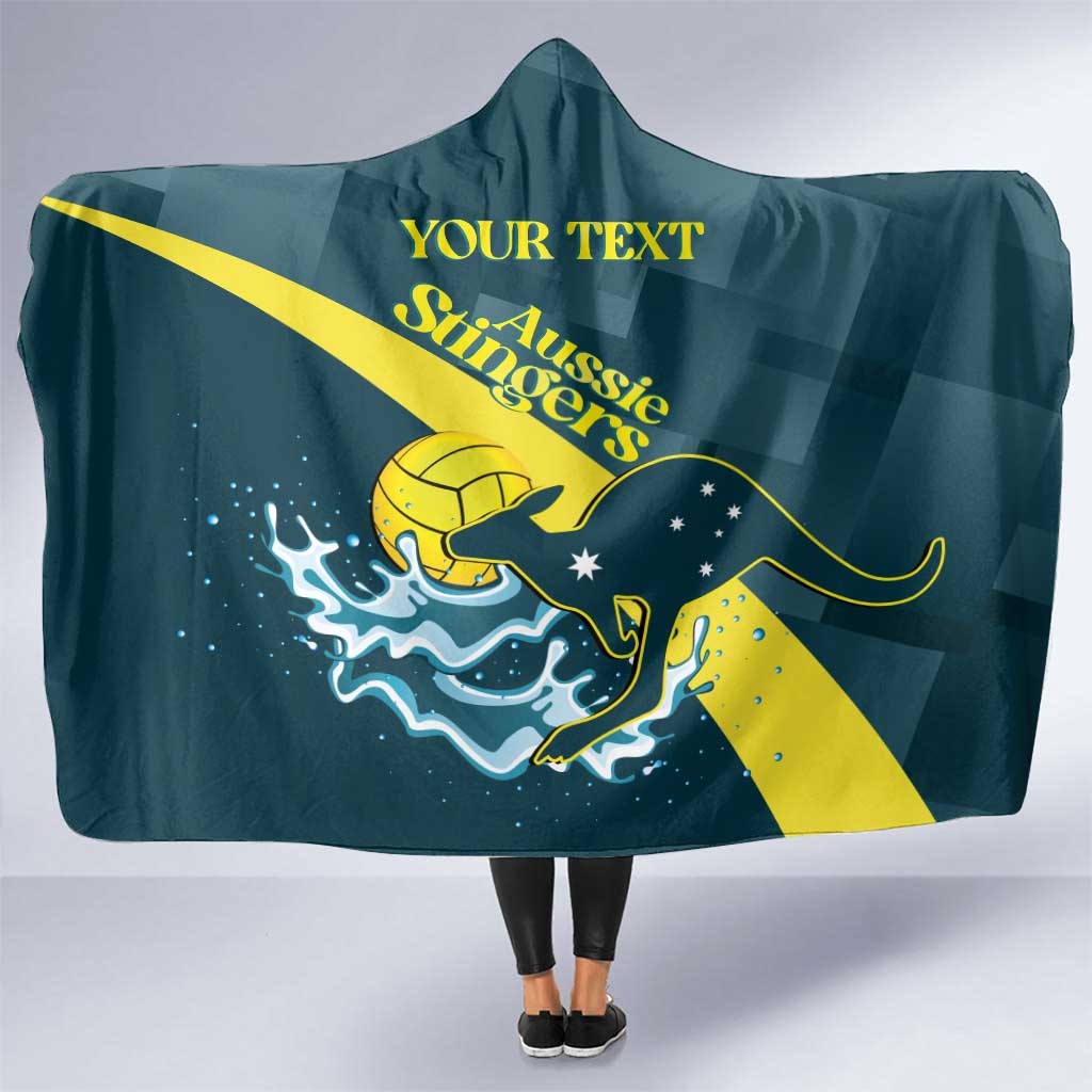 Custom Australia Water Polo 2024 Hooded Blanket Aussie Stingers Kangaroo Sporty Version