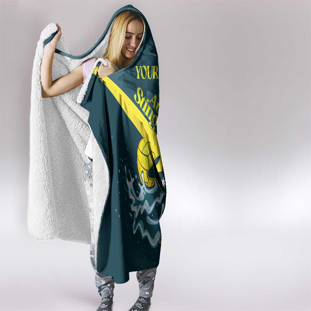 Custom Australia Water Polo 2024 Hooded Blanket Aussie Stingers Kangaroo Sporty Version