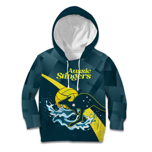 Custom Australia Water Polo 2024 Kid Hoodie Aussie Stingers Kangaroo Sporty Version