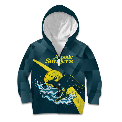 Custom Australia Water Polo 2024 Kid Hoodie Aussie Stingers Kangaroo Sporty Version
