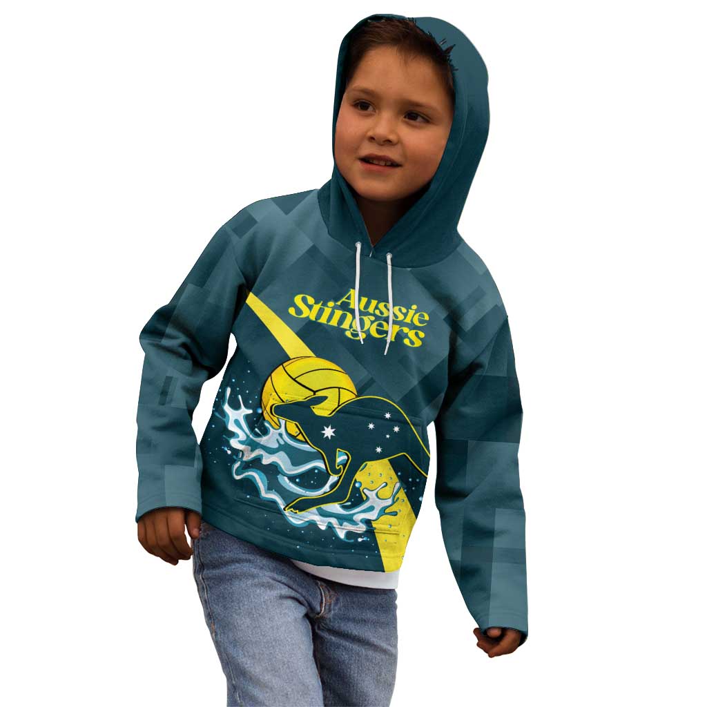 Custom Australia Water Polo 2024 Kid Hoodie Aussie Stingers Kangaroo Sporty Version