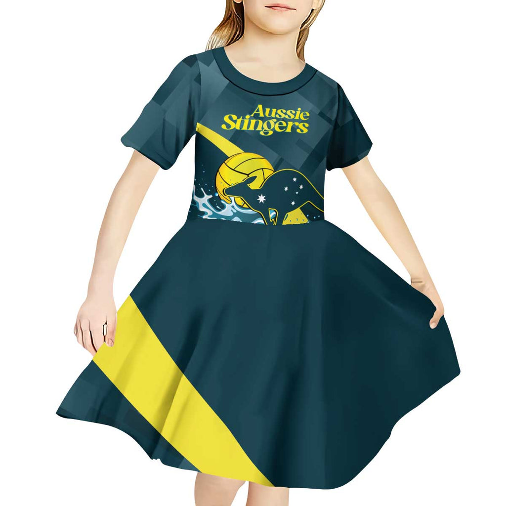 Custom Australia Water Polo 2024 Kid Short Sleeve Dress Aussie Stingers Kangaroo Sporty Version
