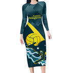 Custom Australia Water Polo 2024 Long Sleeve Bodycon Dress Aussie Stingers Kangaroo Sporty Version