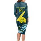 Custom Australia Water Polo 2024 Long Sleeve Bodycon Dress Aussie Stingers Kangaroo Sporty Version