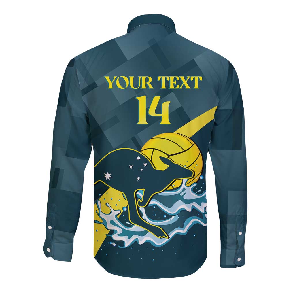 Custom Australia Water Polo 2024 Long Sleeve Button Shirt Aussie Stingers Kangaroo Sporty Version