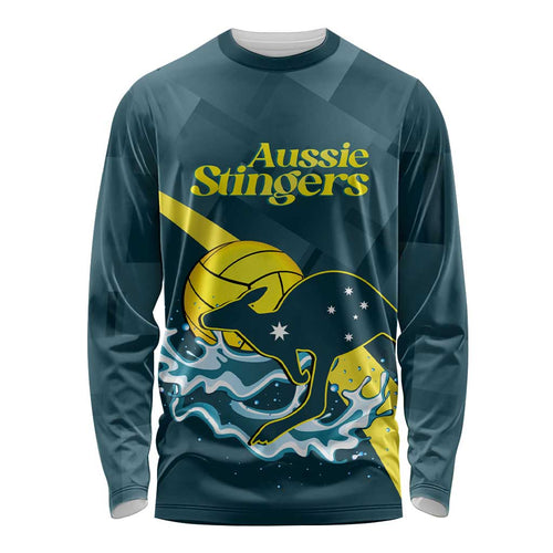 Custom Australia Water Polo 2024 Long Sleeve Shirt Aussie Stingers Kangaroo Sporty Version