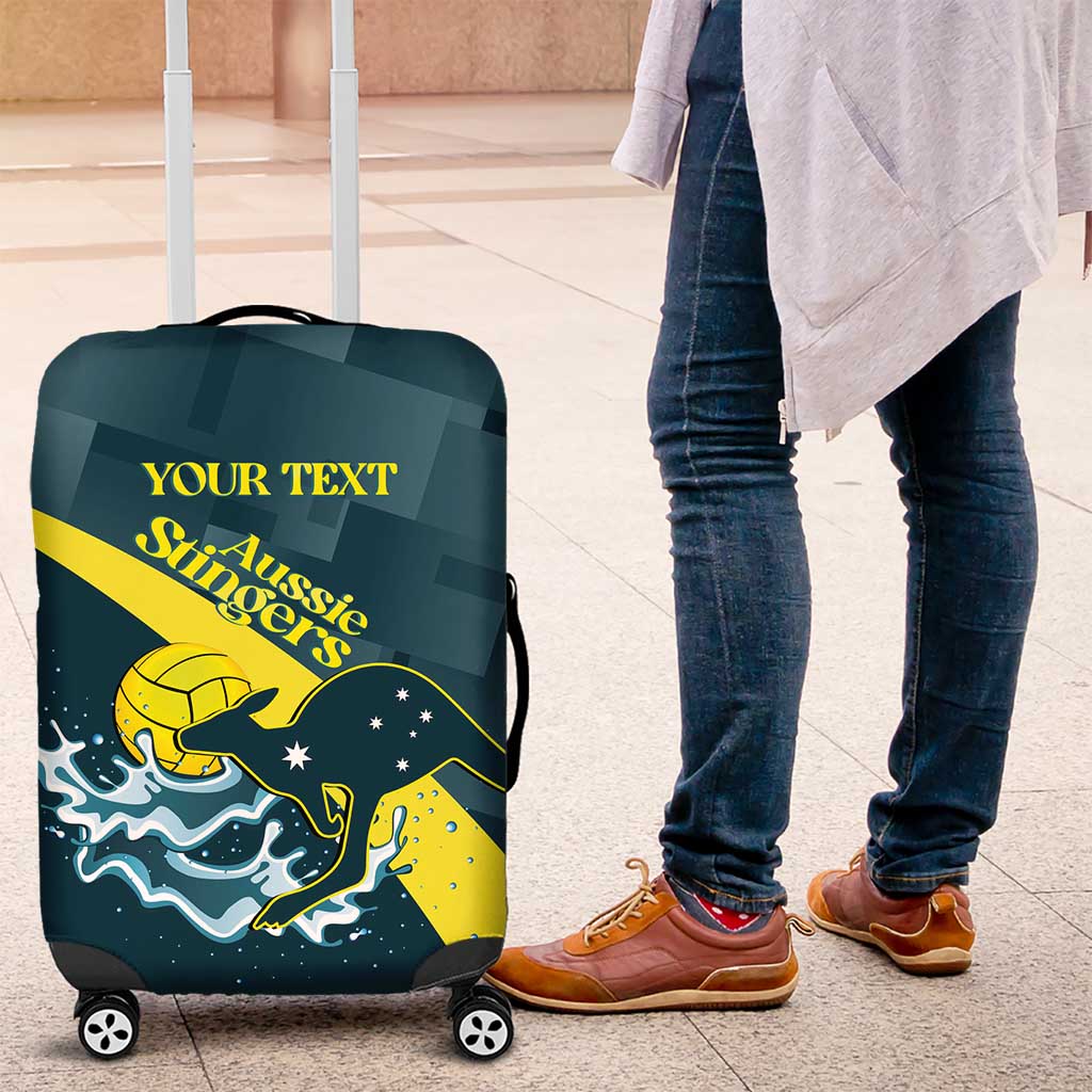 Custom Australia Water Polo 2024 Luggage Cover Aussie Stingers Kangaroo Sporty Version