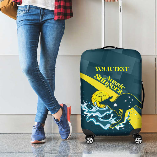 Custom Australia Water Polo 2024 Luggage Cover Aussie Stingers Kangaroo Sporty Version