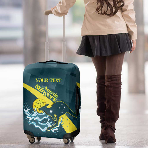Custom Australia Water Polo 2024 Luggage Cover Aussie Stingers Kangaroo Sporty Version