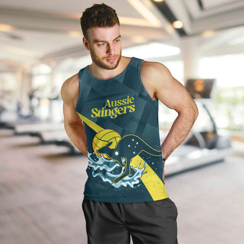 Custom Australia Water Polo 2024 Men Tank Top Aussie Stingers Kangaroo Sporty Version