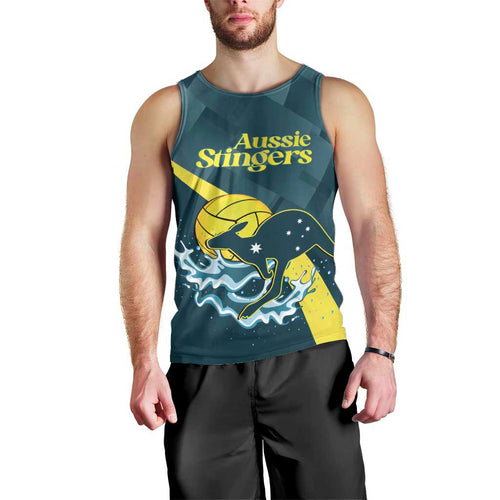 Custom Australia Water Polo 2024 Men Tank Top Aussie Stingers Kangaroo Sporty Version