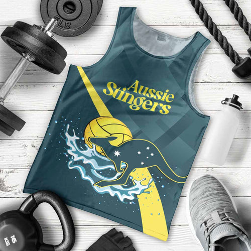 Custom Australia Water Polo 2024 Men Tank Top Aussie Stingers Kangaroo Sporty Version