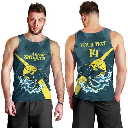 Custom Australia Water Polo 2024 Men Tank Top Aussie Stingers Kangaroo Sporty Version