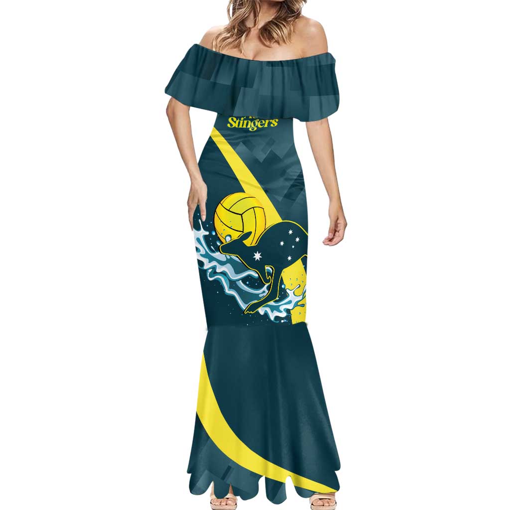 Custom Australia Water Polo 2024 Mermaid Dress Aussie Stingers Kangaroo Sporty Version
