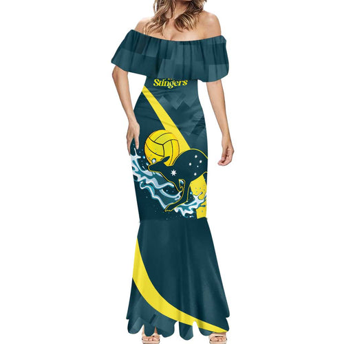 Custom Australia Water Polo 2024 Mermaid Dress Aussie Stingers Kangaroo Sporty Version