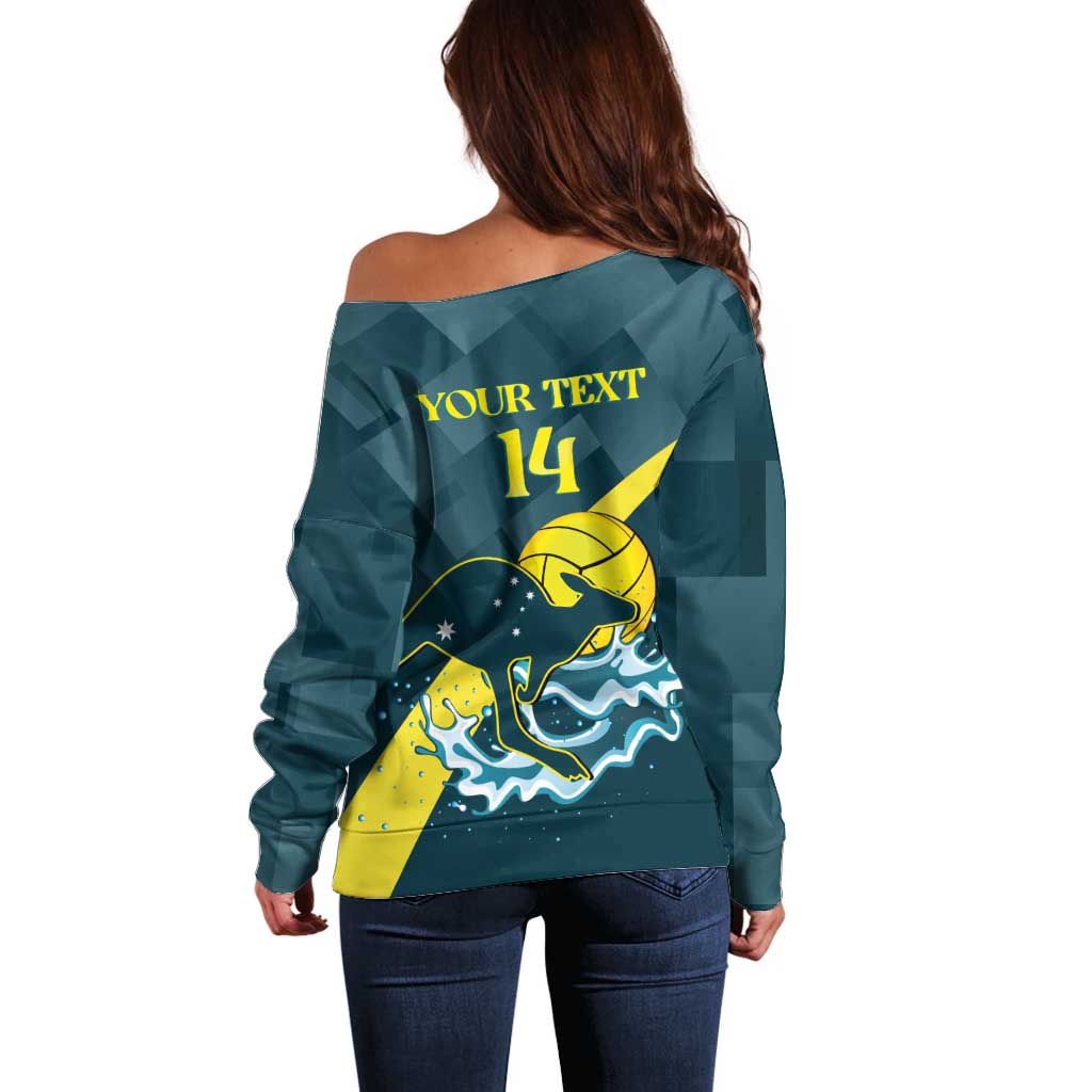Custom Australia Water Polo 2024 Off Shoulder Sweater Aussie Stingers Kangaroo Sporty Version