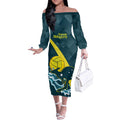 Custom Australia Water Polo 2024 Off The Shoulder Long Sleeve Dress Aussie Stingers Kangaroo Sporty Version