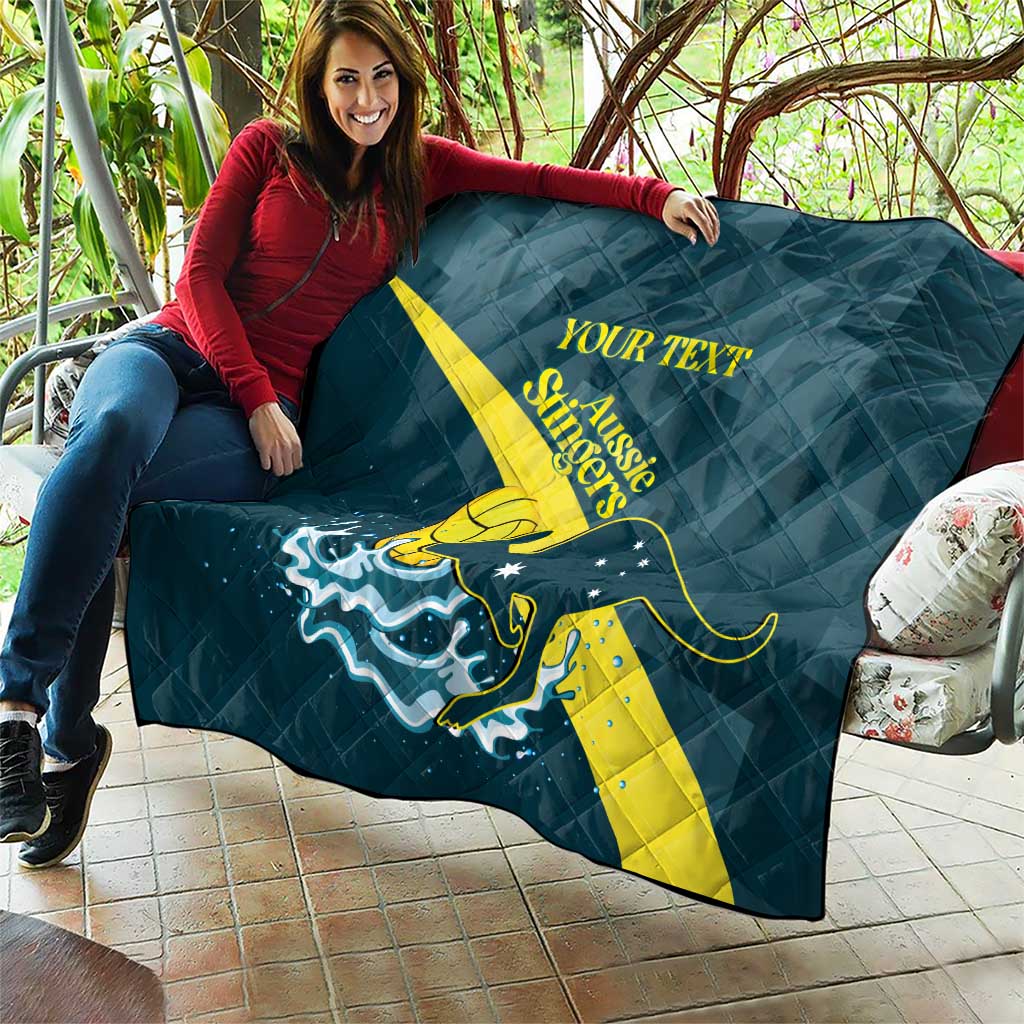 Custom Australia Water Polo 2024 Quilt Aussie Stingers Kangaroo Sporty Version