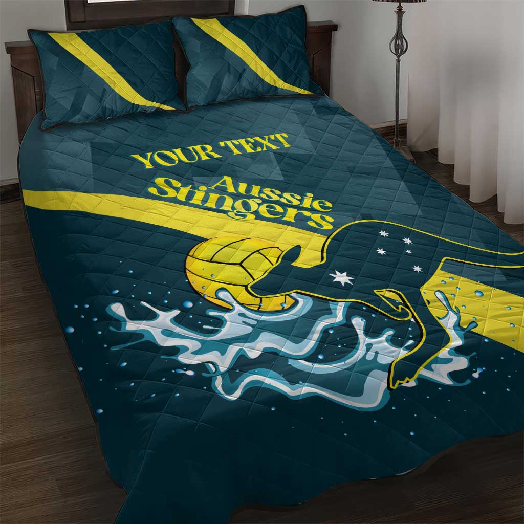 Custom Australia Water Polo 2024 Quilt Bed Set Aussie Stingers Kangaroo Sporty Version