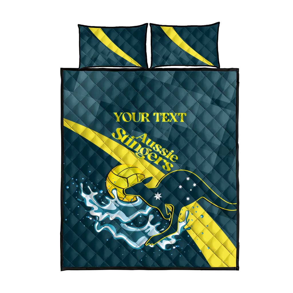 Custom Australia Water Polo 2024 Quilt Bed Set Aussie Stingers Kangaroo Sporty Version