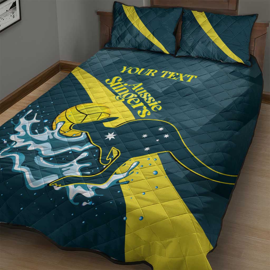 Custom Australia Water Polo 2024 Quilt Bed Set Aussie Stingers Kangaroo Sporty Version