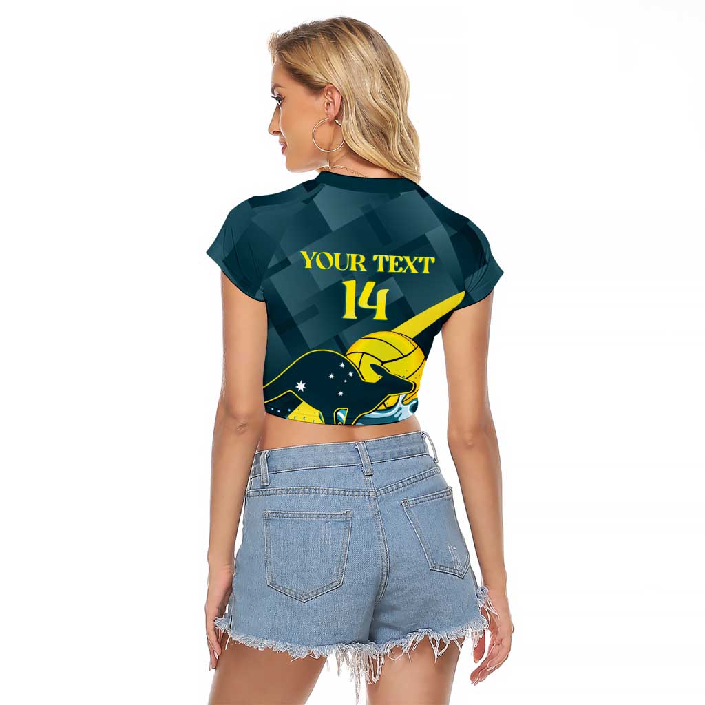 Custom Australia Water Polo 2024 Raglan Cropped T Shirt Aussie Stingers Kangaroo Sporty Version